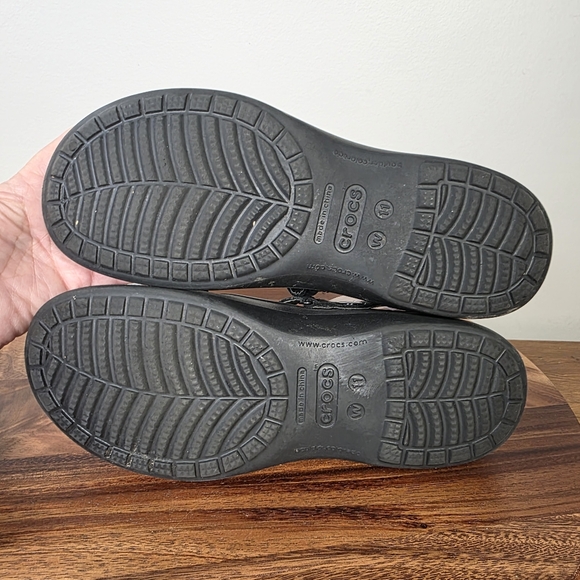 CROCS Black Mary Janes Women's Shoes Size 11 Slingback Flats - Picture 13 of 15